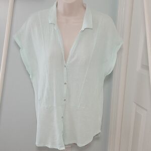 Lucky Brand Pale Green Button-Down Ditsy Shirt Sz Medium